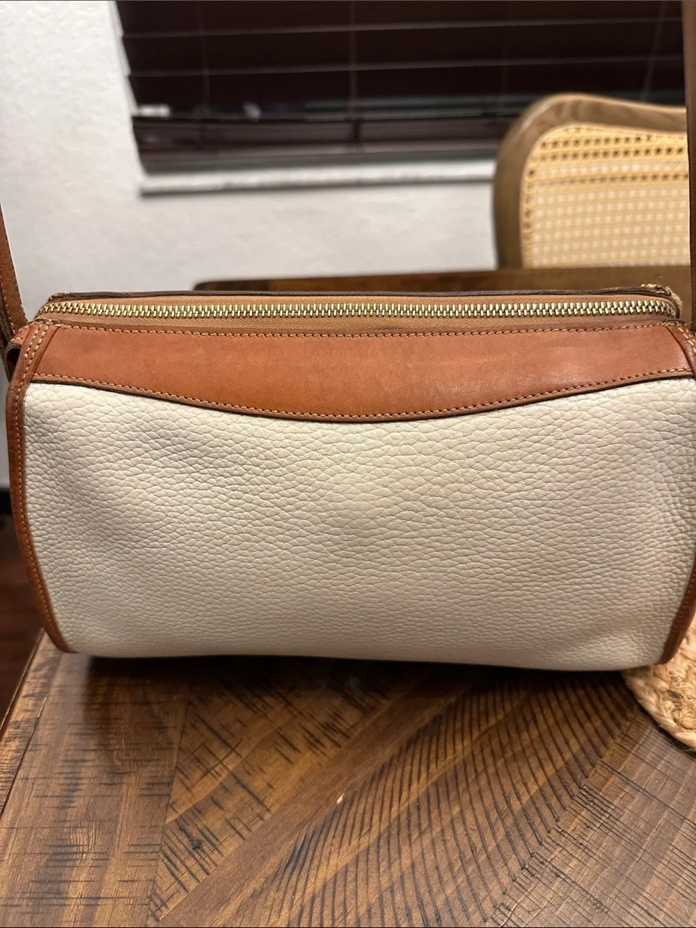 Dooney & Bourke Cream and Tan Leather Crossbody Bag - Picture 2 of 14